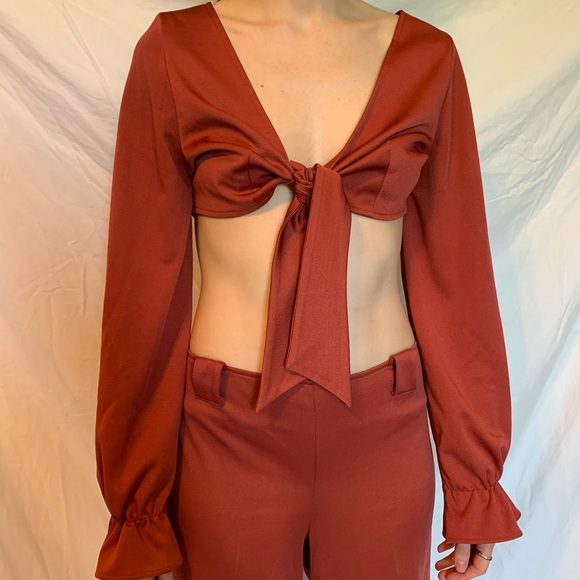 Vintage 70s Crop top and pants Set - Picture 3 of 15